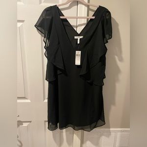 NWT BCBGeneration Black Cascade Ruffled V Neck Tent Dress L